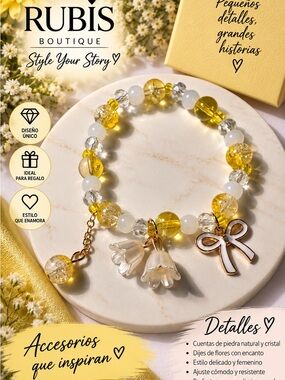 Yellow Beaded Charm Bracelet